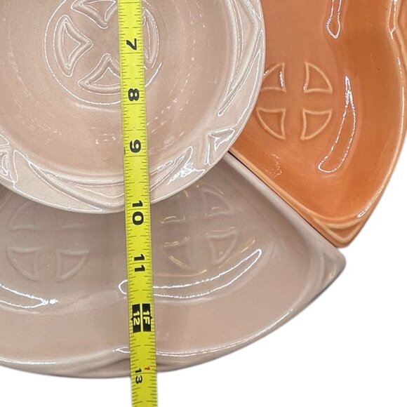 Vintage MCM Maurice of CA Pottery Serving Dish Chip Dip 5 Piece Coral Rose S-14 - Picture 11 of 12